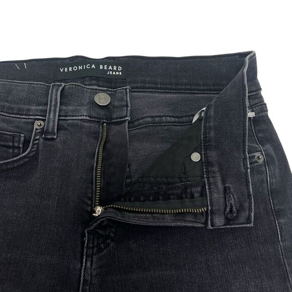 Veronica Beard Emma Mid-rise Skinny Jeans Washed Onyx Black Raw Hem stretch 29 - Picture 5 of 9